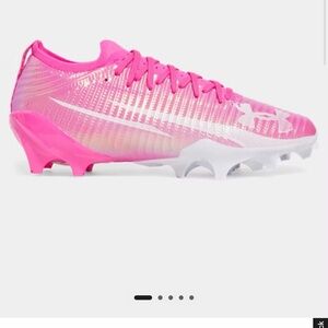 Under Armour men’s Bright Pink Athletic Cleats & gloves